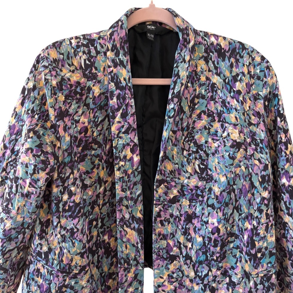 Mossimo Abstract Floral Print Blazer Jacket Multicolor XL purple pink - Picture 4 of 14